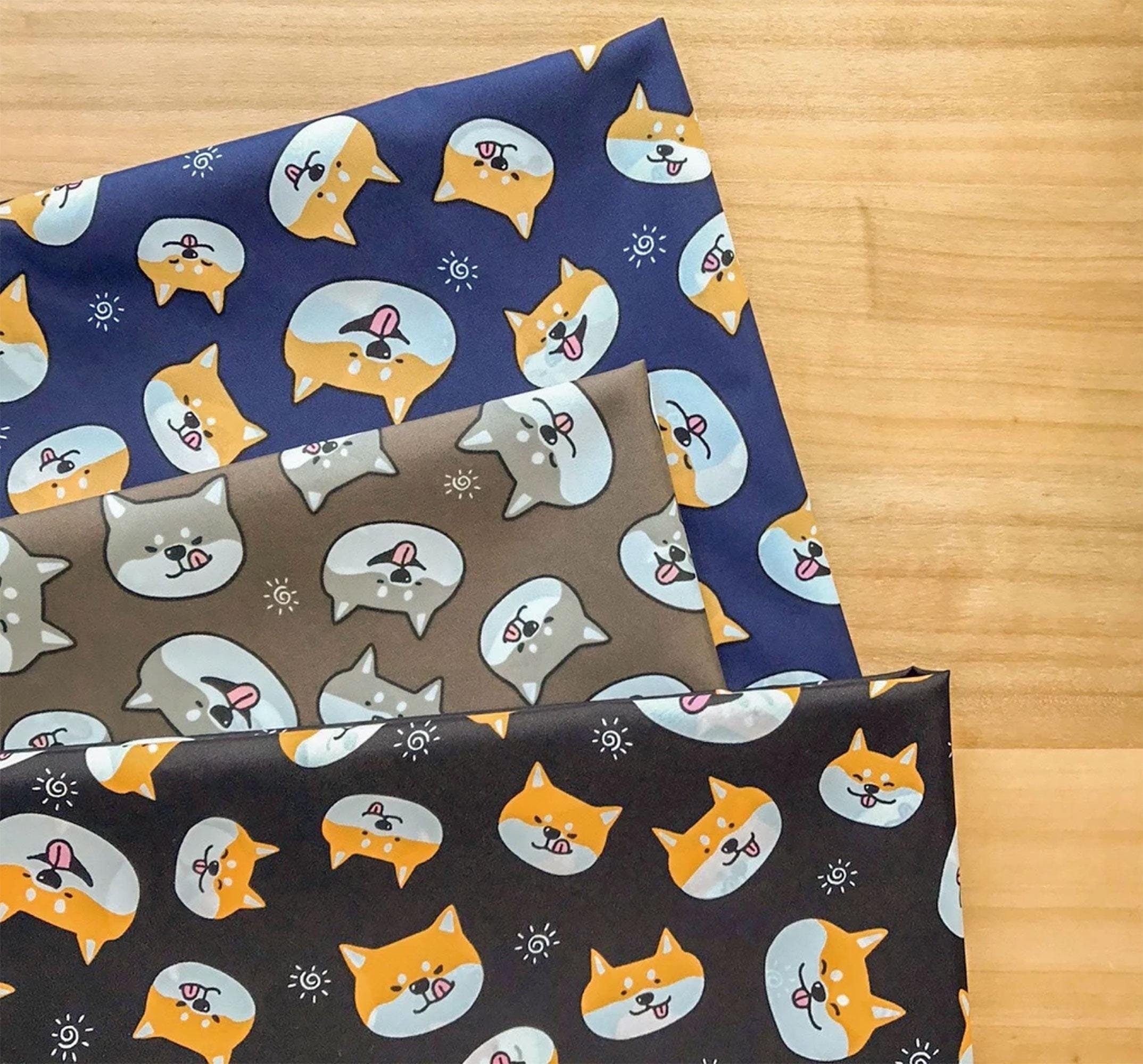 Lightweight Waterproof Fabric in Shiba Inu print